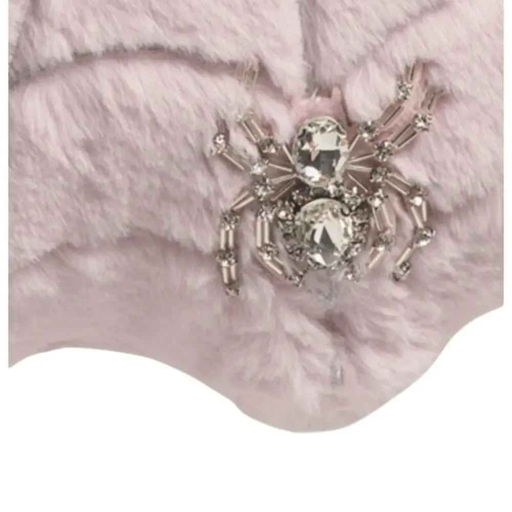 CYNTHIA ROWLEY Halloween Lilac Beaded W Broach Shaped Spider Web Pillow CHIC New